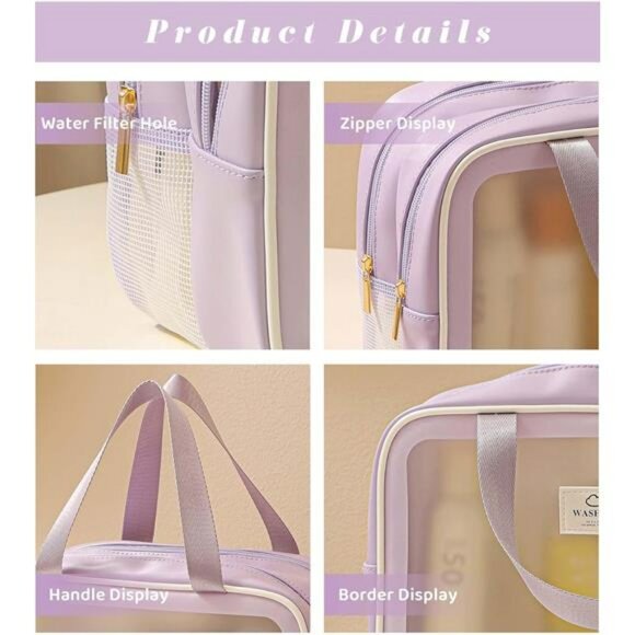 Large travel toiletry bag waterproof makeup organizer with wet dry separation po - Picture 6 of 7